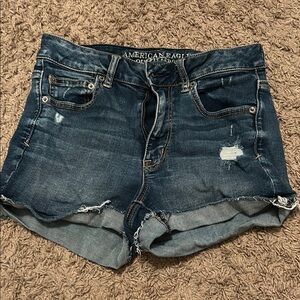 American Eagle Outfitters Blue Distressed Jean Shorts